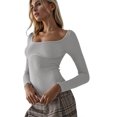 thumbnail image 3 of PEASKJP Combinaison Gainante pour Femmes, Contrôle Ferme, Col en V Profond, String, Gris m, 3 of 5