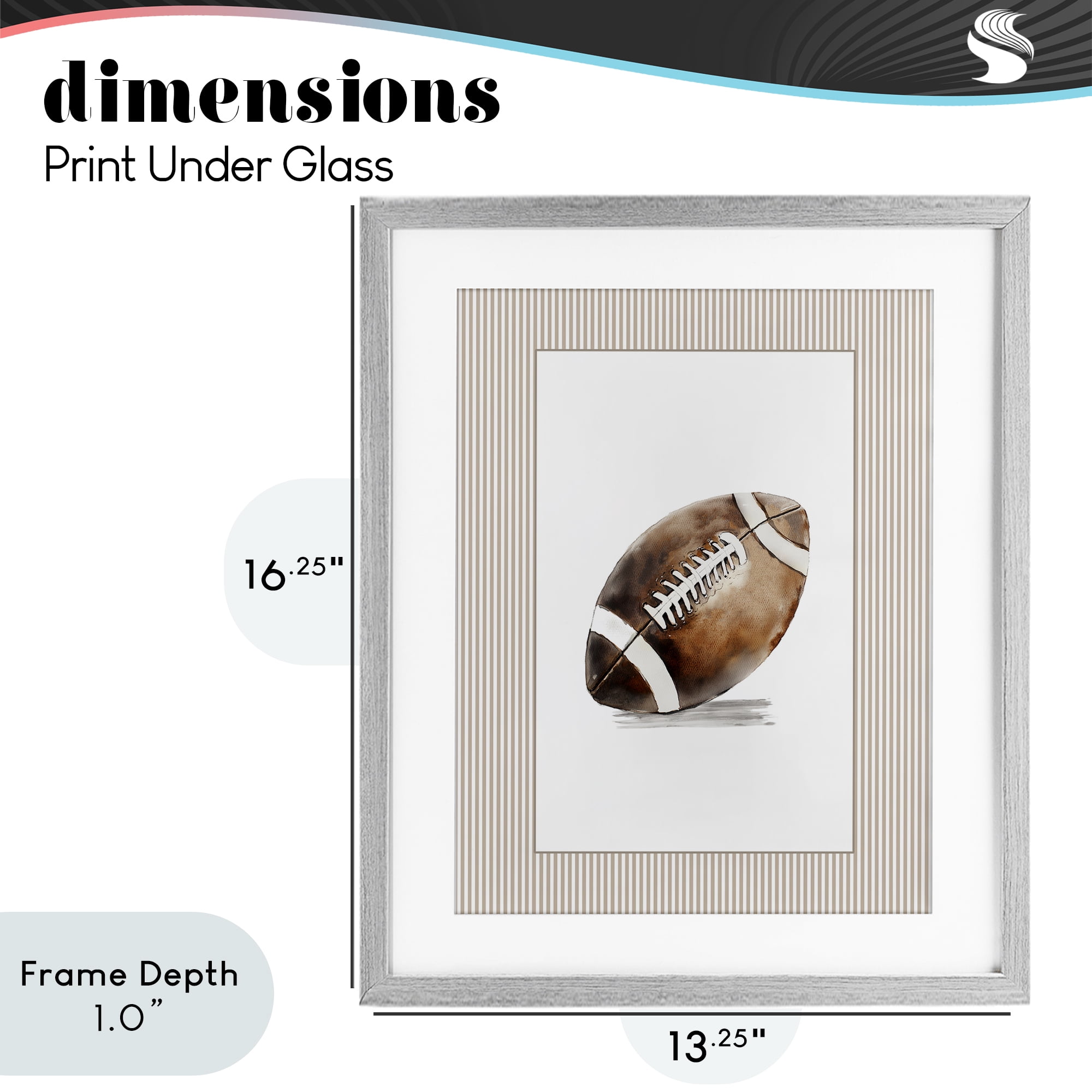 Stupell Industries Vintage Sports Football Gray Framed Print Under Glass, design by Christine Simpson Art
