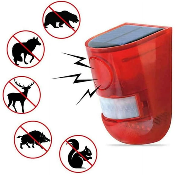 Solar Strobe Light Solar Alarm Light with Motion Detector 110db 24 Hours Mode + Night Mode Sound Security Siren Light IP65 Waterproof Protect Your Home Farm Barn Villa Yard