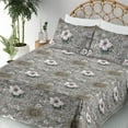 thumbnail image 3 of Ambesonne Floral Fitted & Flat Sheet with Sham 3 Pcs Set, Hawaiian Hibiscus Sunflower, Twin, Dimgray Slate Brown and Pearl, 3 of 5