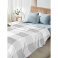 thumbnail image 5 of Grey Plaid Flat Sheets Only Twin XL Size, Soft Breathable Bed Top Sheets for Mattress, Spring Summer Farmhouse Buffalo Checkered Luxury Bedding Flat Sheets for Home Hotel Bedroom Bed Protection, 5 of 9