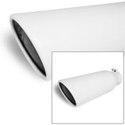 Universal Stainless Truck Angled White 18 inch Bolt-On Exhaust Tip 4 In 6 Out