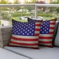 thumbnail image 4 of Independence Day Pillow Covers 2 Pack Retro USA Flag Patriotic Vintage Pillowcase Waterproof Outdoor Throw Pillow Cover for Patio Garden Square Cushion 16”x16”, 4 of 9
