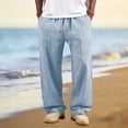 thumbnail image 2 of Men's Striped Relaxed Trousers, Drawstring Elastic Waist Pants, Lightweight Summer Casual Bottoms, 2 of 6