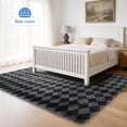thumbnail image 4 of CozyDesg Large Rugs,4'x6' Soft Fluffy Shag Indoor Floor Carpet for Living Room Bedroom Dining Room Office Home Decor,Dark Gray & Black, 4 of 8