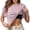 A-Pink350, variant on Womens Cropped T-Shirts Summer Cap Sleeve Crew Neck Sleek With Inner Layer Wrap Padded Tee Trendy Vacation Daily Casual Tops