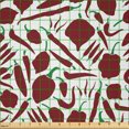 thumbnail image 2 of Ambesonne Peppers Fabric by the Yard Microfiber, Various Types of Chilli, 3 Yards, Ruby and Green, 2 of 4