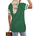 thumbnail image 4 of TEMOFON Tops for Women Casual Summer Short Sleeve Tunic Top Side Split Blouse Baggy Sport Workout T-shirt Green Tees, 4 of 5
