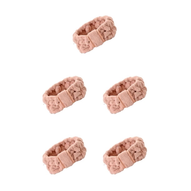 Minnieouse Bandas para el cabello de cara Coral Fleece Diadema Accesorios de peinado Rosa Rosado 5Conjunto