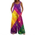 thumbnail image 6 of Fgvctg Mardi Gras Womens Jumpsuits Wide Leg Pant Carnival Party Spaghetti Straps Parade Mask Graphic Jumpsuits Sleeveless Bib Overalls Sprimg Rompers Clothing With Pockets Purple L, 6 of 6