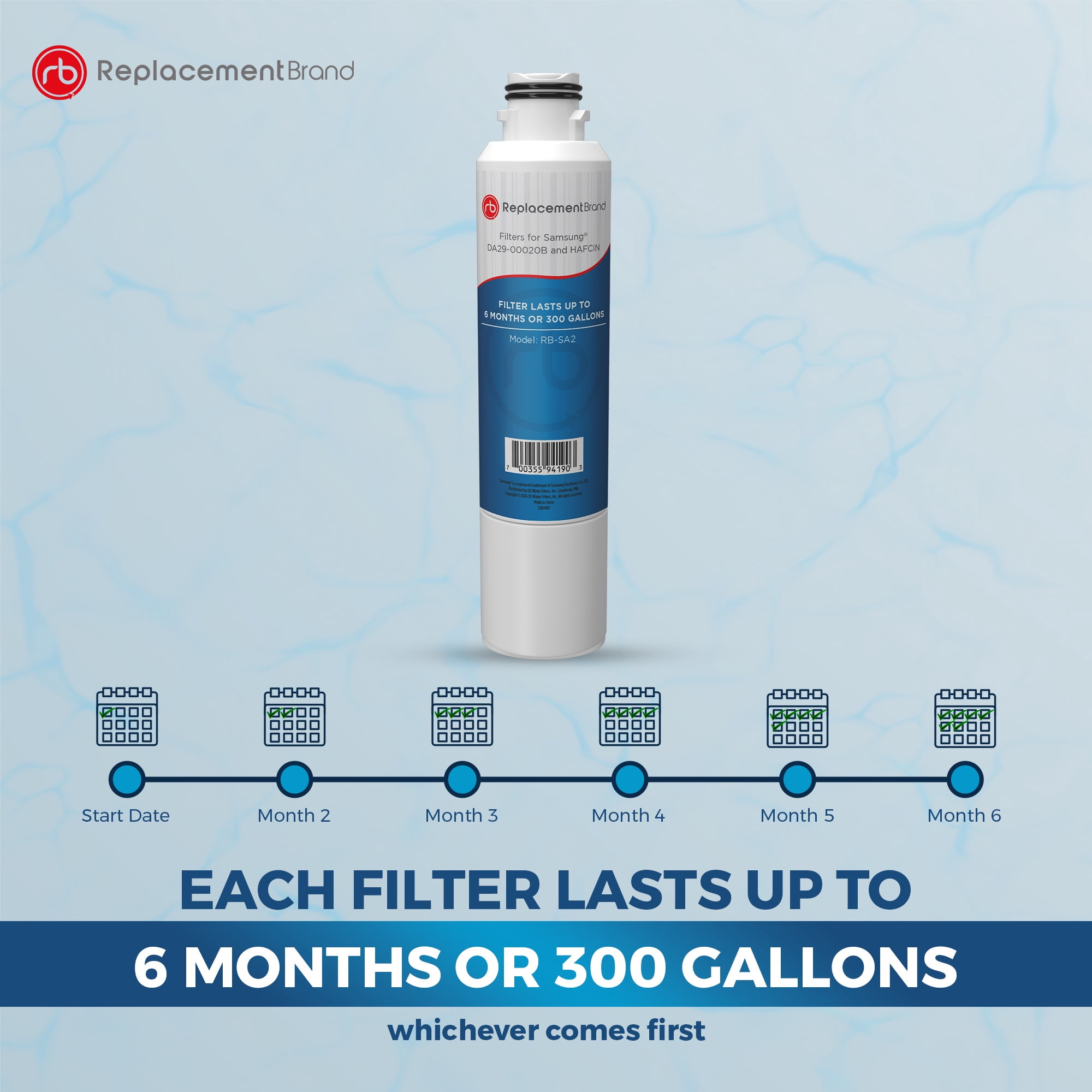 ReplacementBrand DA29-00020B Comparable Replacement for Samsung DA29-00020B HAF-CIN/EXP Aqua-Pire Plus Refrigerator Water Filter