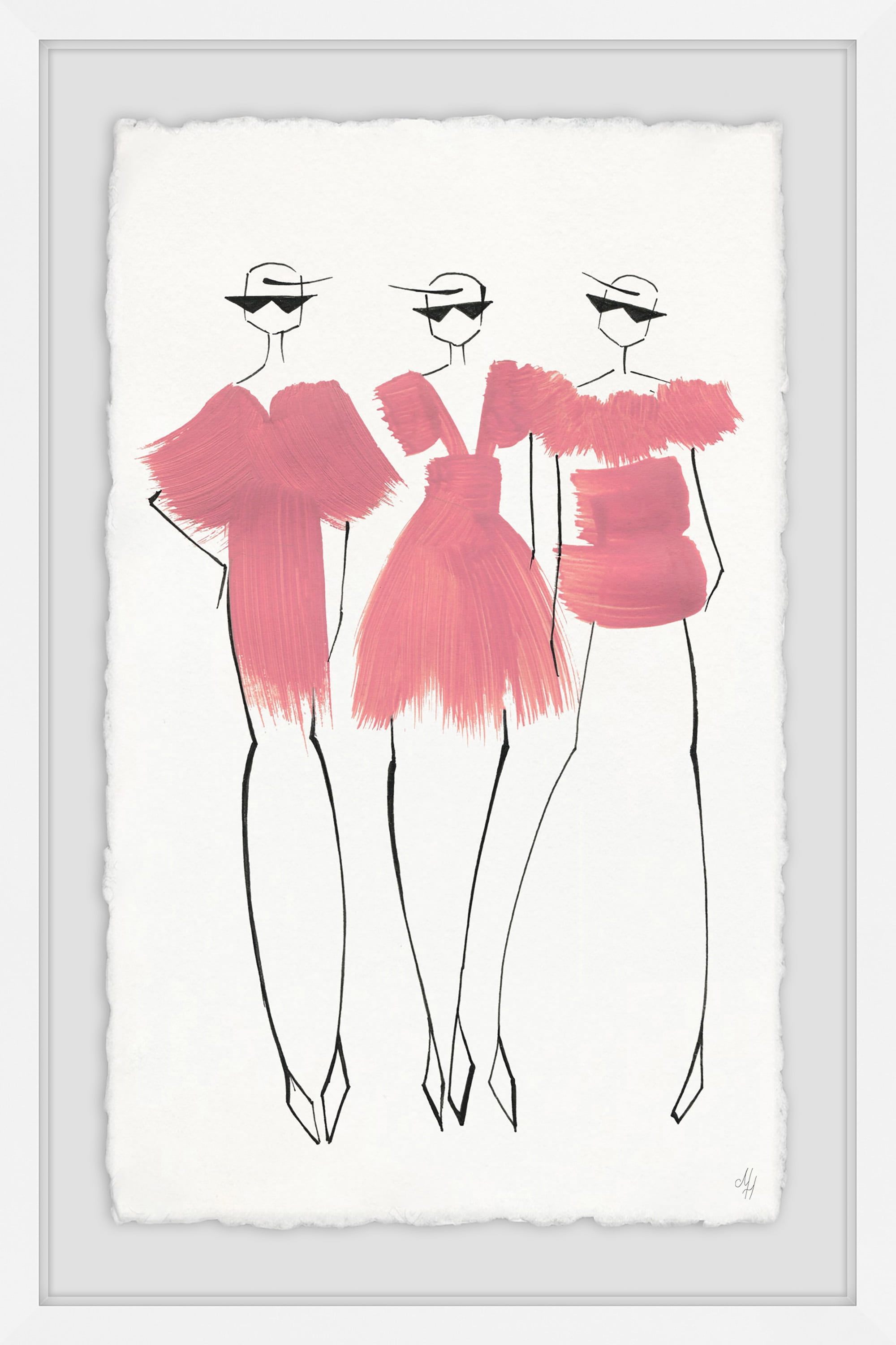 Little Pink Dress Framed Painting Art Print, 16.00" x 1.50"