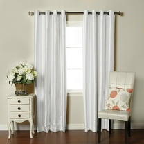 1 PANEL Nancy SOLID WHITE  SEMI SHEER WINDOW FAUX SILK ANTIQUE BRONZE GROMMETS CURTAIN DRAPES 55 WIDE X 63" LENGTH