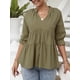 thumbnail image 5 of Blusa de media manga para mujer con cuello en V y cuello en V suelta Irfora Jerseys de mujer, 5 of 7