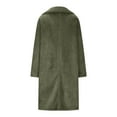 thumbnail image 6 of BADHUB Women's Fuzzy Fleece Lapel Open Front Long Cardigan Coat Faux Fur Warm Winter Outwear Jackets Army Green S, 6 of 7
