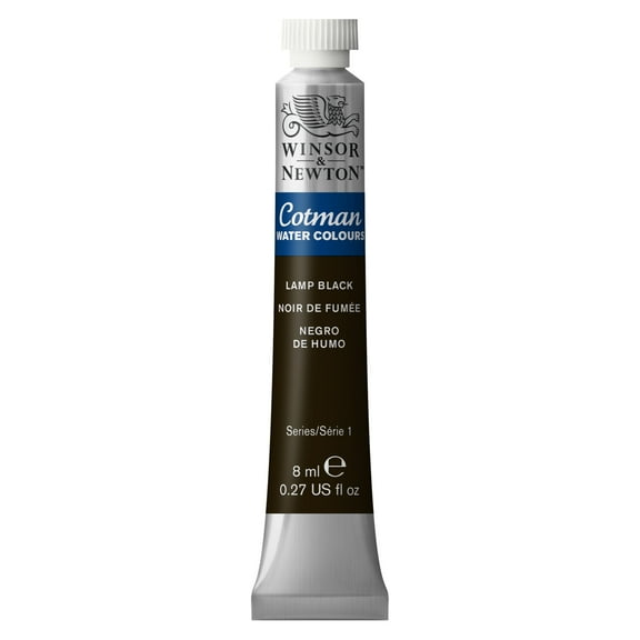 Winsor & Newton Cotman Watercolor, 8ml Tube, Lamp Black