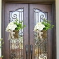 thumbnail image 4 of Mothers Day Artificial Flowers,Mother's Day Spring Hydrangea Basket Natural Rattan Door Hanging Flower Basket Decoration Hydrangea Front Door Decoration Flowers For Decoration Artificial Plants,Green, 4 of 8