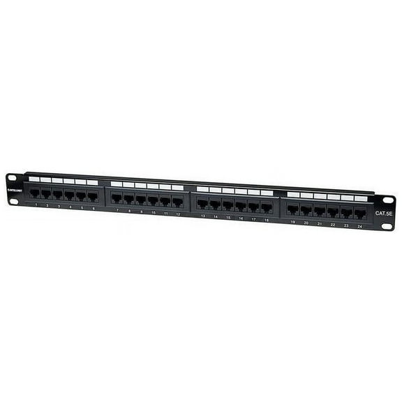 Intellinet Cat5e UTP 24-Port Patch Panel, 1U - Compatible with both 110 and Krone punch-down tools