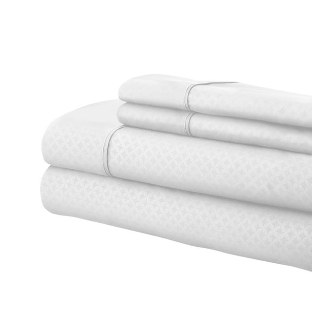 Martha Collection 1800 Series Embossed Deep Pocket Sheet Set - Super Soft & Wrinkle Free - Luxurious Bed Sheets Set (Full, White)