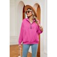 thumbnail image 7 of XCHQRTI Women's Zipper Sweatshirt V Neck Lapel Hoodie Long Sleeve Pullover Loose Fit Fall Sweatshirt, 7 of 7