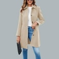 thumbnail image 2 of yuCgh Women's Elegant Single-breasted Long-sleeved Lapel Winter Coat with Pea Coat Design for Cold Season Warm and Chic Outerwear,Beige L, 2 of 5