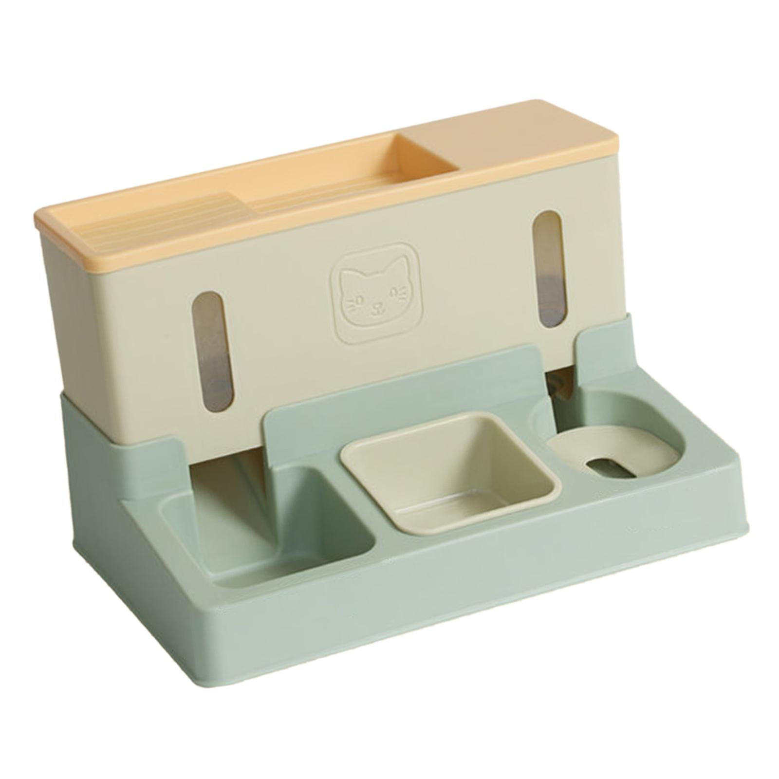 Automatic Cat Feeder Feeding Station with Transparent Window Durable Portable Dog Food Dispenser for Kitten Rabbits Puppy Small Animals Dogs Green