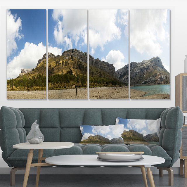 Lake and Clouds Panorama - Landscape Canvas Art Print