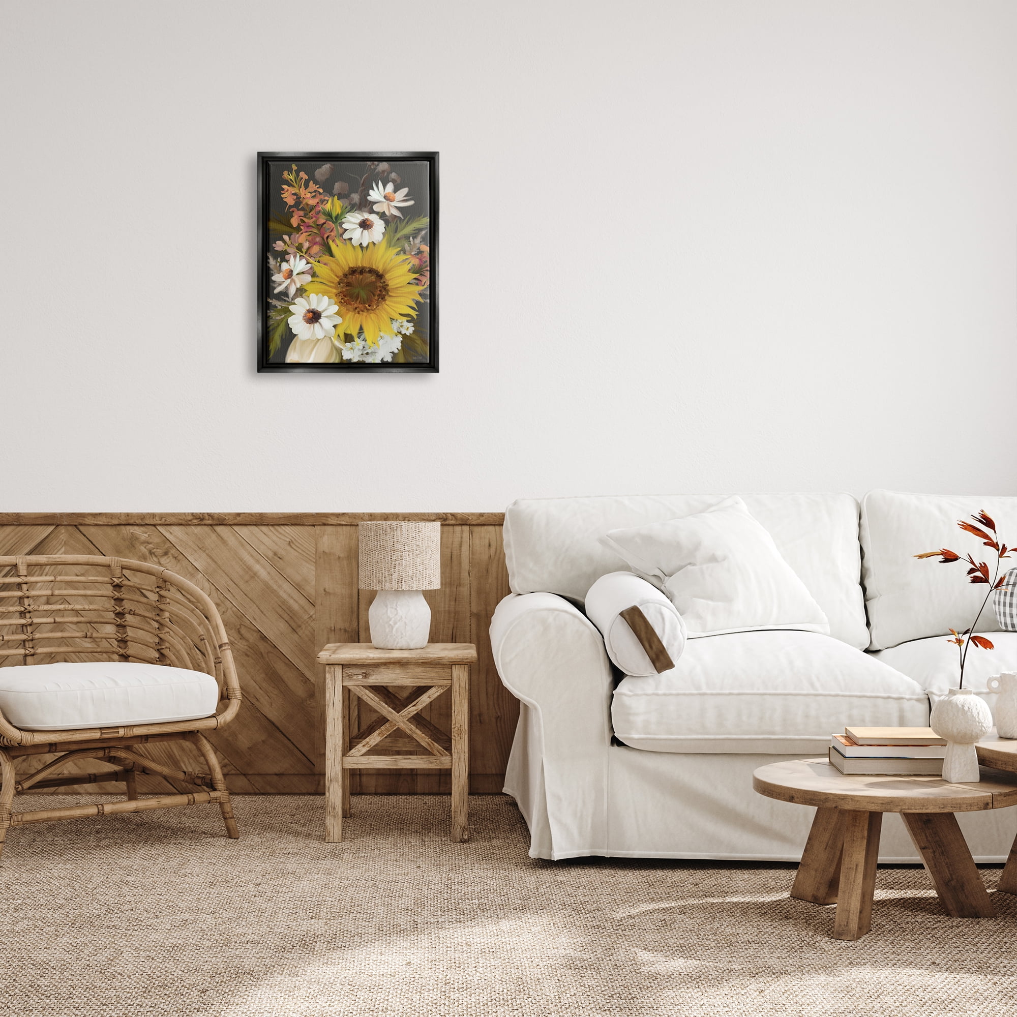 Stupell Industries Vintage Rural Florals Botanical & Floral Painting Black Floater Framed Canvas Art Print Wall Art, 17 x 21