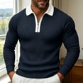thumbnail image 2 of Kvture Men's Knit Golf Shirts Business Casual 1/4 Zip Collar Tshirt Summer Tee Long Sleeve Classic Color Block Tees Navy Pullover XXXL, 2 of 5