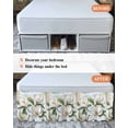 thumbnail image 7 of White Floral Wrap Around Bed Skirts for King Bed 18" Drop,Bed Skirt with Adjustable Elastic Belt Dust Ruffle Bed Valance for Bedroom Hotel Pastoral Farmhouse Magnolia Flowers Leaves Bed Frame Cover, 7 of 7
