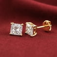 thumbnail image 4 of Tilo Jewelry 14K Yellow Gold .20 Carat Solitaire Princess-Cut Diamond Stud Post Earrings with Secure Screw-backs | 2.5mm | Lab Grown Diamond Earrings | Women, Men, Unisex, 4 of 11