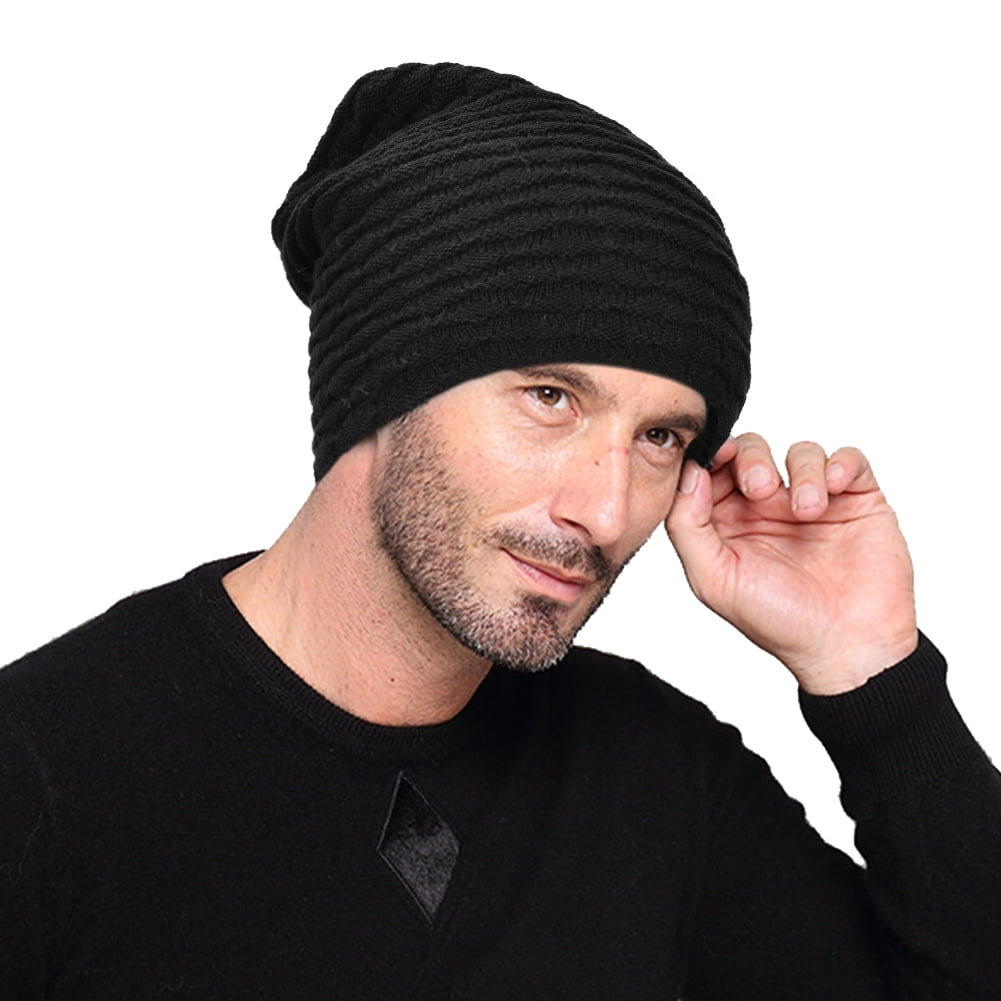 Skull Caps No Gestures Winter Warm Knit Hats Stretchy Cuff Beanie Hat Black 