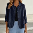 thumbnail image 2 of COMVALUE Womens Cotton Linen Shirts Jacket Long Sleeve Button Down Blazer Lightweight Casual Lapel Cardigans Summer Blouses Navy for Size S, 2 of 4