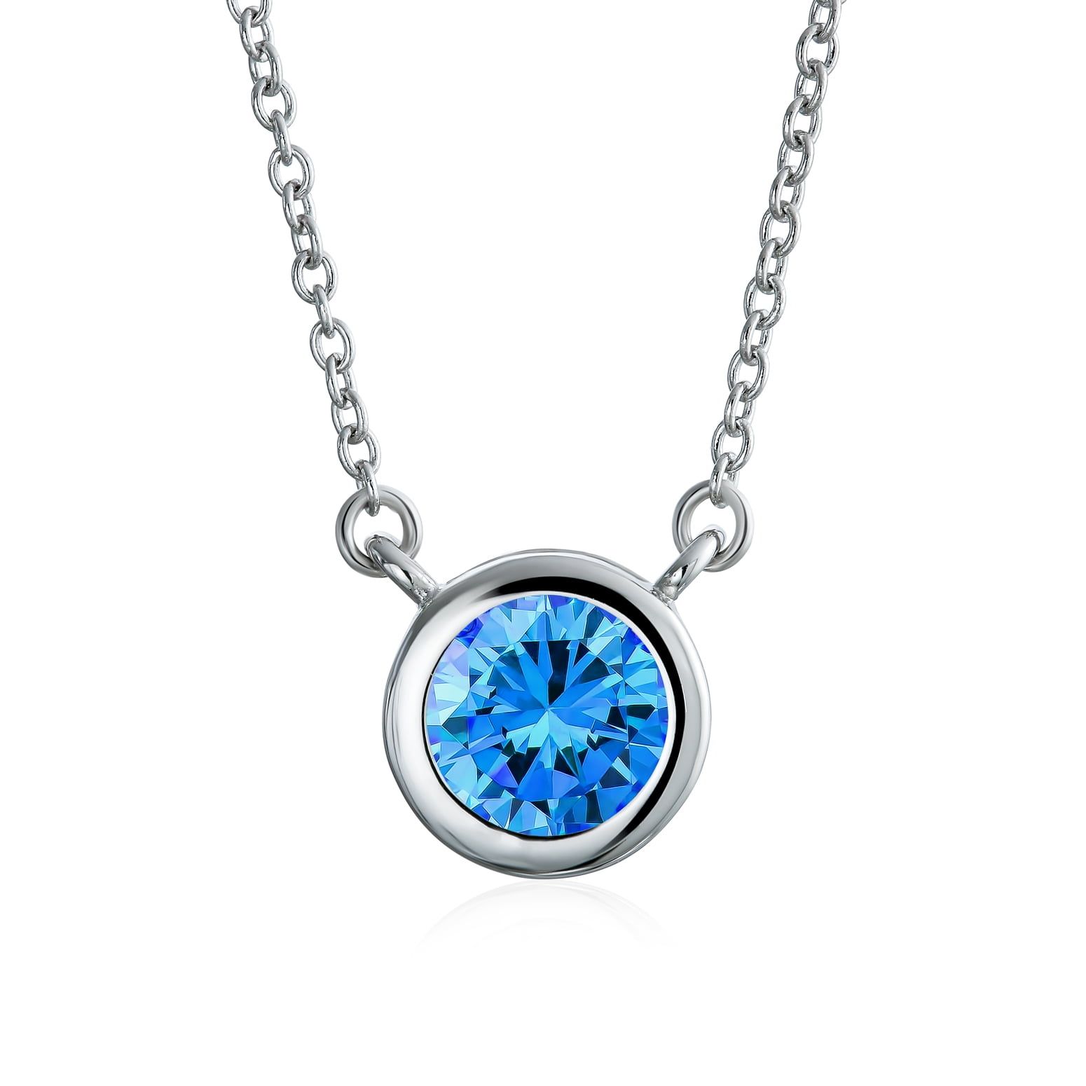 Solitaire Pendant Clear Simulated CZ .925 Sterling Silver Charm 