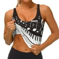 thumbnail image 3 of Balery Piano Keys With Musical Notes Pattern Racerback Sports Bras for Women - Padded Seamless High Impact Support for Yoga Gym Workout Fitness-Large, 3 of 7