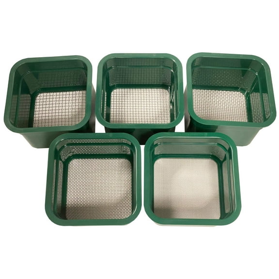 Sluice Fox Sluice Fox 6 inch gold classifiers; set of five stacking sifting pans with stainless steel mesh strainers for gold panning; sharktooth and gem sifters; (Green)