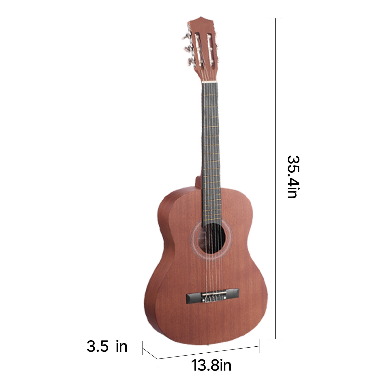 KFFKFF 36-Inch Classical Guitar, Wooden Acoustic Guitar Starter Set for Beginners, Includes Nylon Strings, Carrying Bag, Strap, Tuner, Spare Strings, Picks, and Capo, Sapele & Rosewood Build