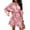 Dusty Pink, variant on Women's Ruffled Printed Surplice Mini Dress with Half Sleeves Tie Front Flowy Hem 100% Polyester Fabric Casual