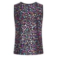 thumbnail image 4 of Haitryli Girls Kids Sleeveless Metallic Leopard Tank Tops Athletic Training Sports Vest Hip Hop Dance Outfits Black 130-140, 4 of 7