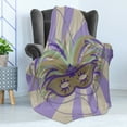 thumbnail image 4 of New Orleans Soft Flannel Fleece Throw Blanket, Classic Masquerade Mardi Gras Design on Swirled Bicolor Stripes Background, Cozy Plush for Indoor and Outdoor Use, 50" x 70", Multicolor, by Ambesonne, 4 of 5