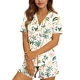 thumbnail image 6 of BaoFuBaoMei Button up Pajamas Women Shorts Set 2 Piece Tree Printed Pjs Sleepwear Short Sleeve Tops and Shorts Loungewear Comfy Soft Sleepwear, 6 of 7