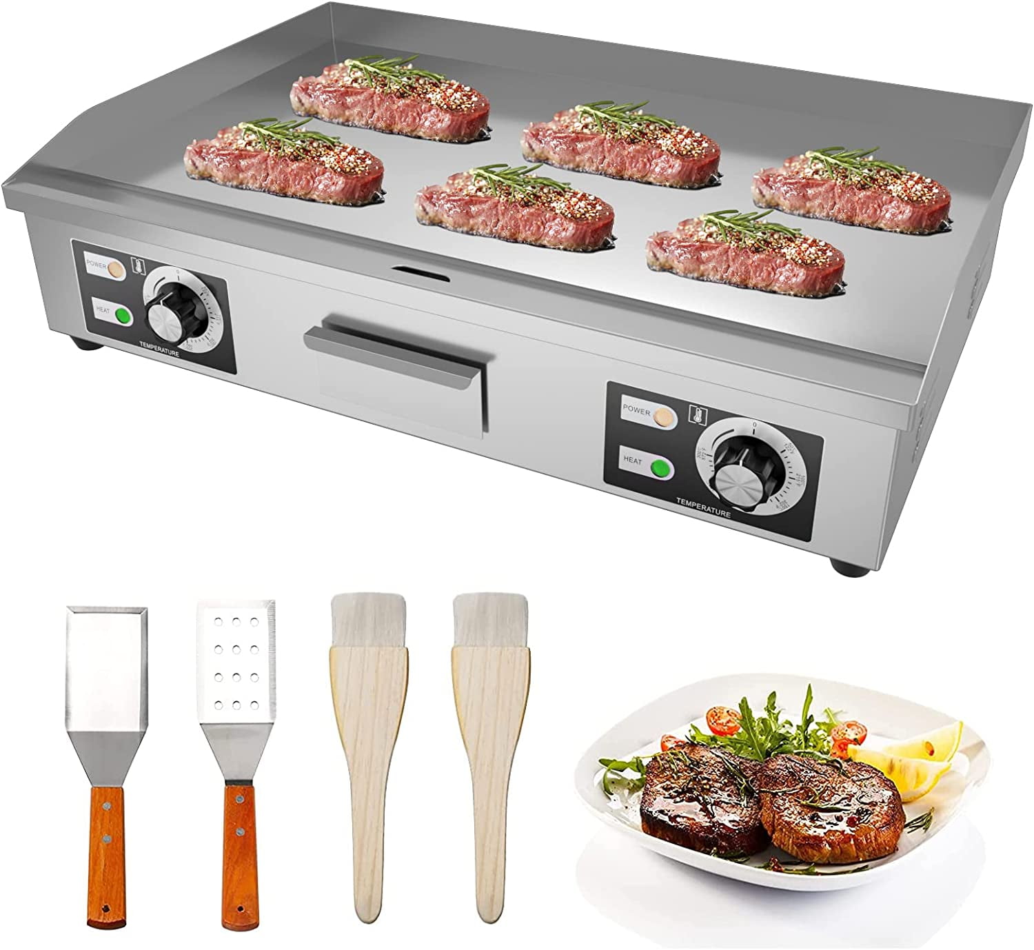 ABORON Commercial Electric Griddle, 30" 1600W Stainless Steel Electric