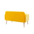 thumbnail image 7 of 55'' Velvet Sofa Chair, Modern Low-Key Luxury Loveseat Sofa, Armrests and Pillows with Branch Jacquard Pattern, Golden Metal Legs (Yellow), 7 of 7