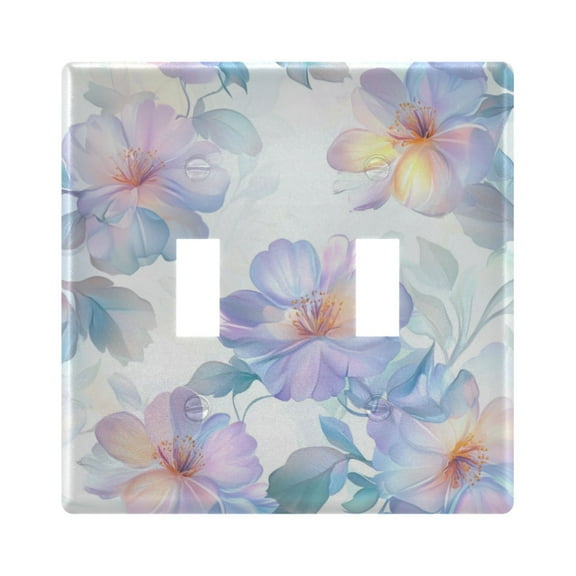 Yayeee Toggle Light Switch Wall Plate 2-Gang 4.56"x4.48" Decorative Outlet Cover, Pastel Flower Pattern