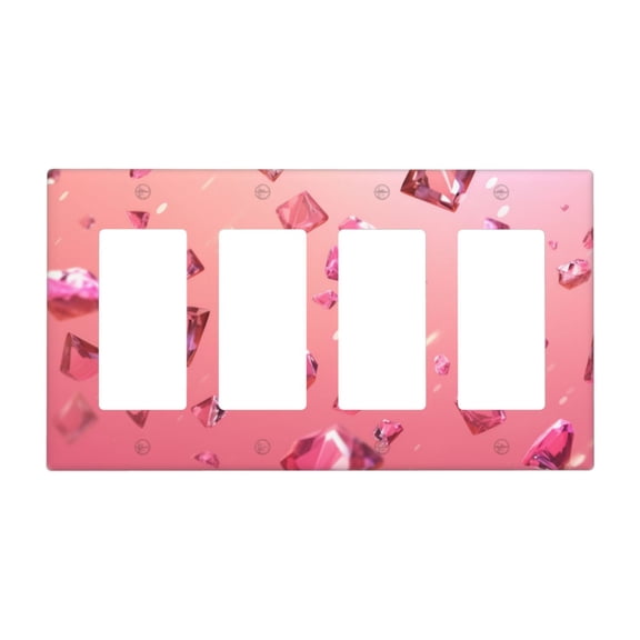 Pink Diamonds Fallen Switch Cover Decorative Wall Plate / 4-Gang 4-Decor / Standard Size 4.5x8 in