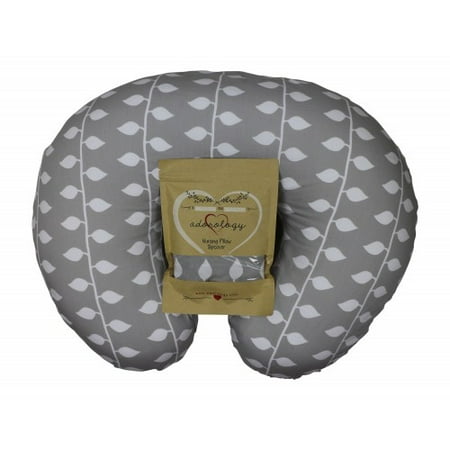Newborn Gift Set Case - Organic Nursing Pillow Slipcover Gray Ivy Design Maternity Breastfeeding Newborn Infant Feeding Cushion Cover Case Baby Shower Gift for New Moms