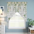 thumbnail image 6 of Swag Valance Curtains for Windows, Watercolor Floral Light Filtering Kitchen Curtains with Rod Pocket, Spring Flowers Birds Plants Gray Plaid Window Treatment Valances for Living Room, 28x36 - 2 PCS, 6 of 9
