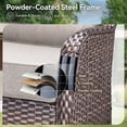 thumbnail image 6 of PARKWELL 5-Piece Outdoor Patio Furniture High Back Conversation Set with Swivel Glider Chairs and Fire Pit Table,50,000 BTU,Luxury 6" Thick Cushions,Wicker Patio Set for Deck, Backyard,Brown/Beige, 6 of 11