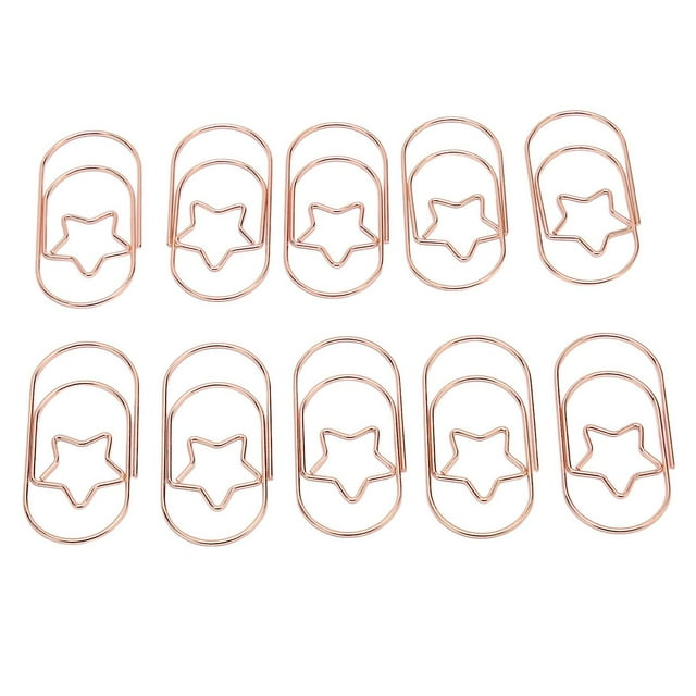 40 Pack Star Paper Clips in Bright Colors, Rustproof Coating, Portable and Lightweight, for Office and Home, Rose Gold