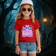 thumbnail image 2 of Staki Girls Halloween Clothes Kids Halloween Shirt Girls Graphic Tees Toddler Halloween Short Sleeve Top(Brick Red,7-8 Years), 2 of 5